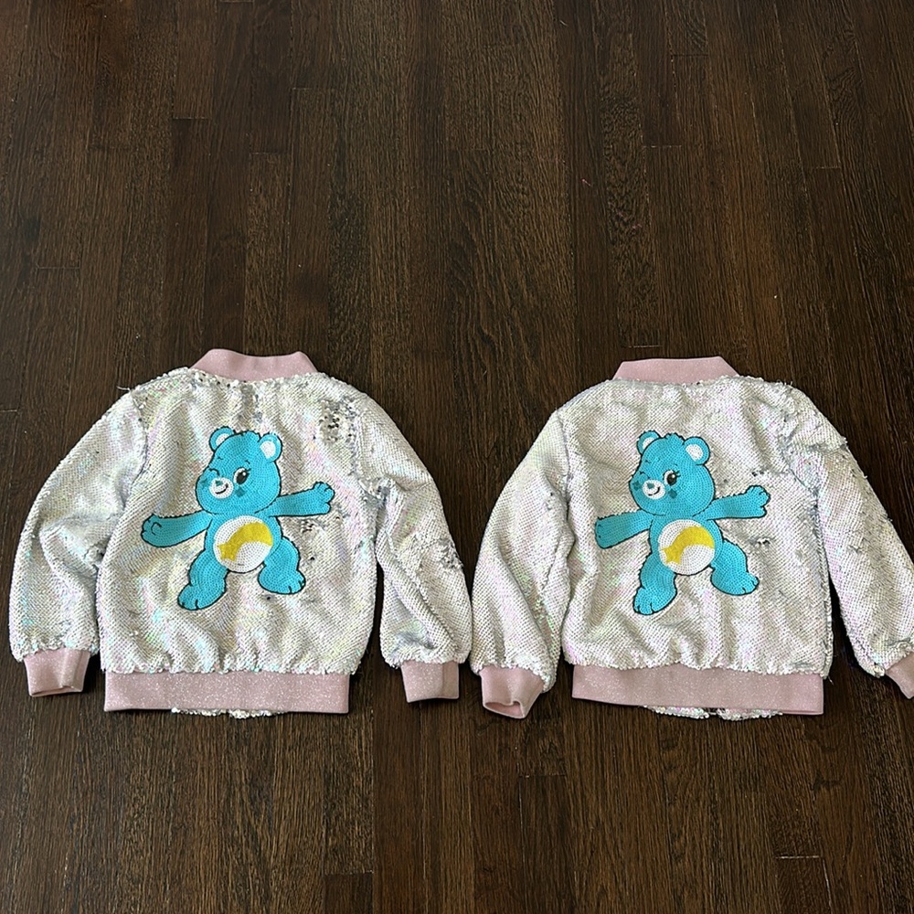Lola and the Boys Sequins Flip Care Bear Bomber Jacket Size 4